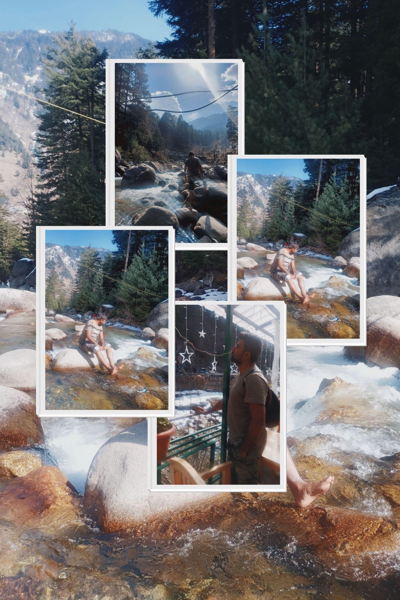 Blue Simple Sunset Aesthetic Thank You My Friends Photo Collage Portrait romancing with river in old manali