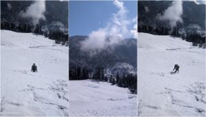 devta ground in snowfall