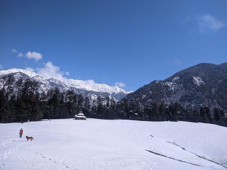 devta ground in snowfall